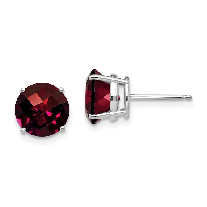 Earrings Goldia 14k White Gold 8mm Garnet Checker Earrings