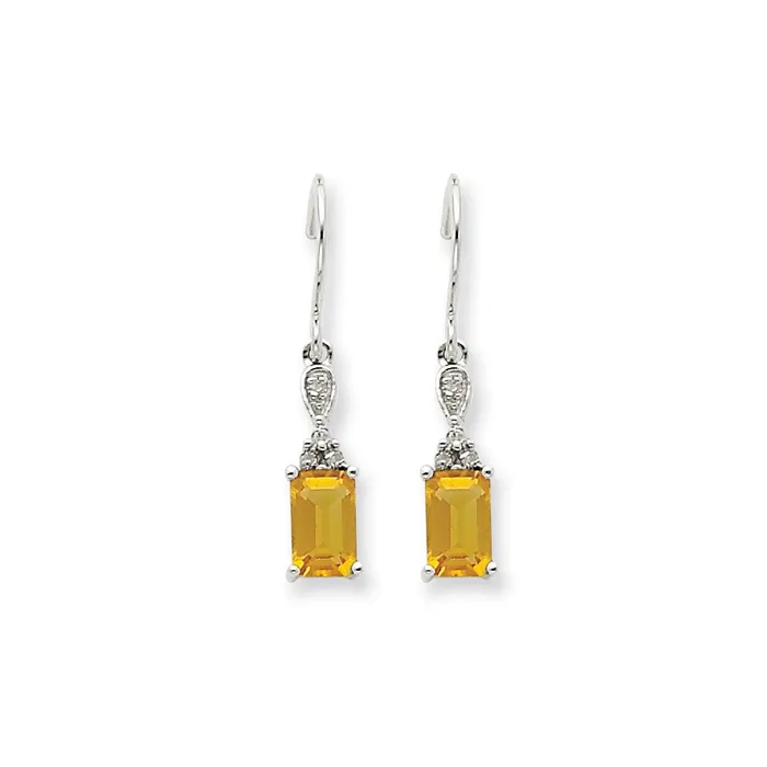 Earrings Goldia 14k White Gold Citrine u0026 Real Diamond Dangle Earrings