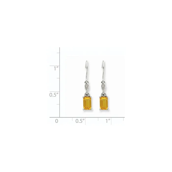 Earrings Goldia 14k White Gold Citrine u0026 Real Diamond Dangle Earrings