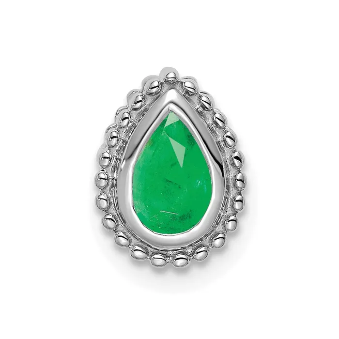 Earrings Goldia 14k White Gold Pear Emerald Chain Slide