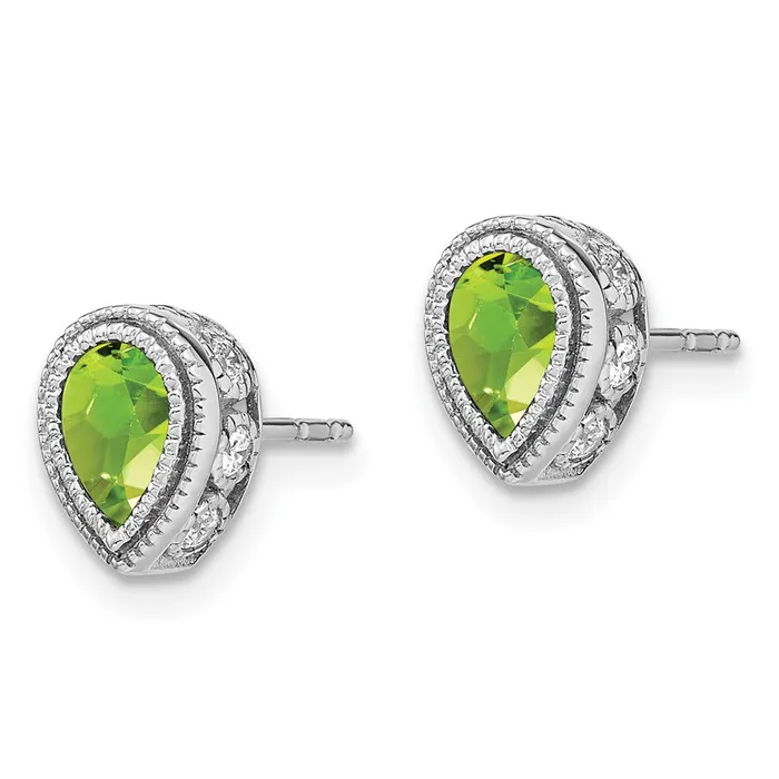 Earrings Goldia 14k White Gold Pear Peridot and Real Diamond Earrings