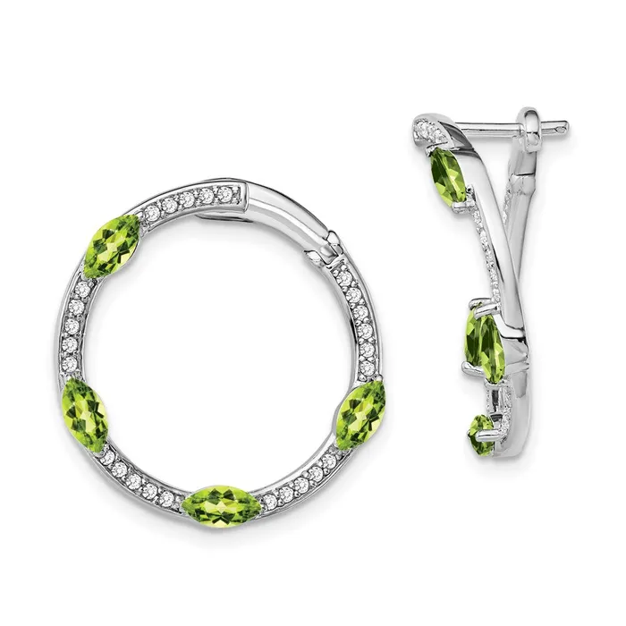 Earrings Goldia 14k White Gold Peridot and Real Diamond Hoop Earrings