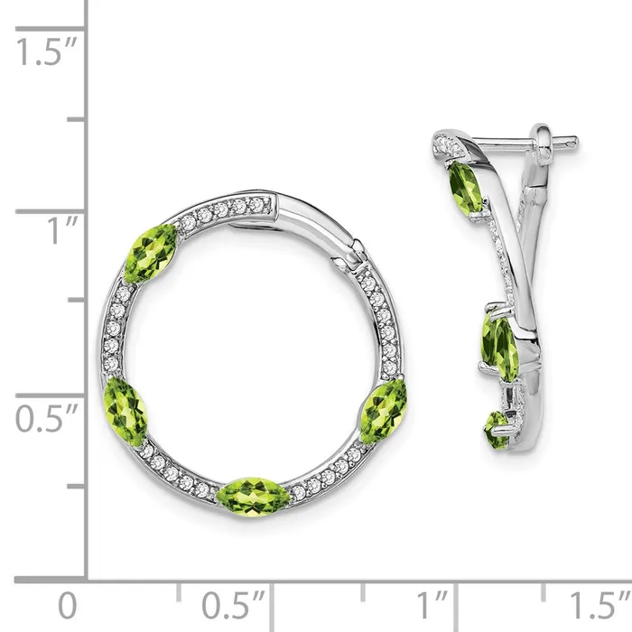 Earrings Goldia 14k White Gold Peridot and Real Diamond Hoop Earrings