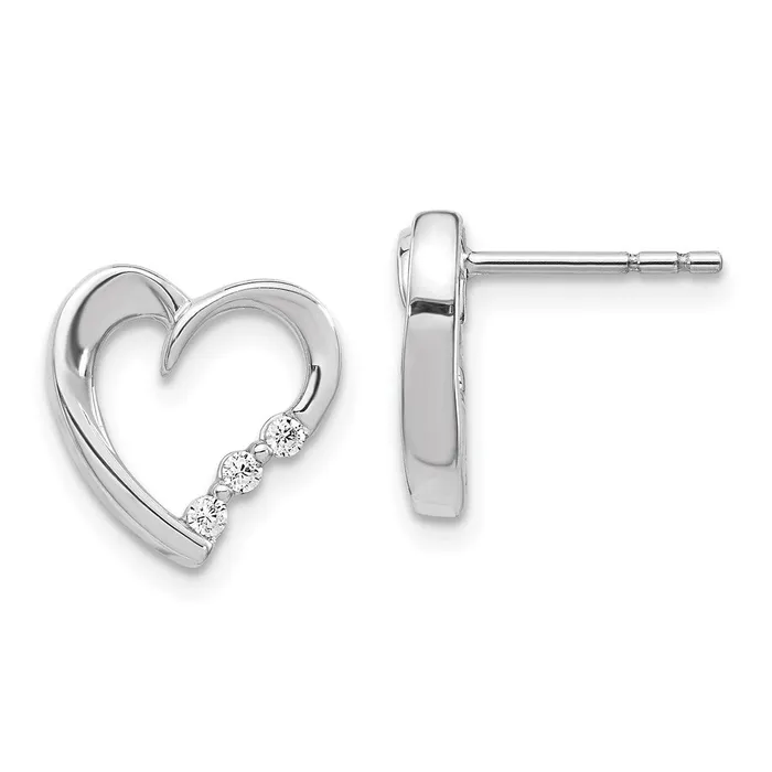 Earrings Goldia 14k White Gold Real Diamond Heart Post Earrings