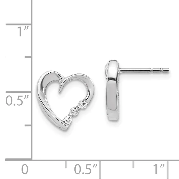 Earrings Goldia 14k White Gold Real Diamond Heart Post Earrings