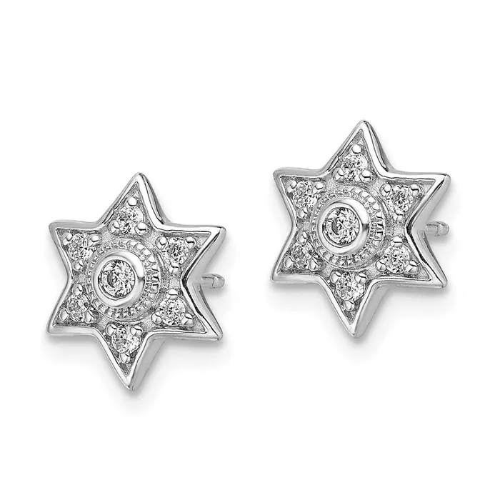 Earrings Goldia 14k White Gold Real Diamond Six Pointed Star Post Earrings