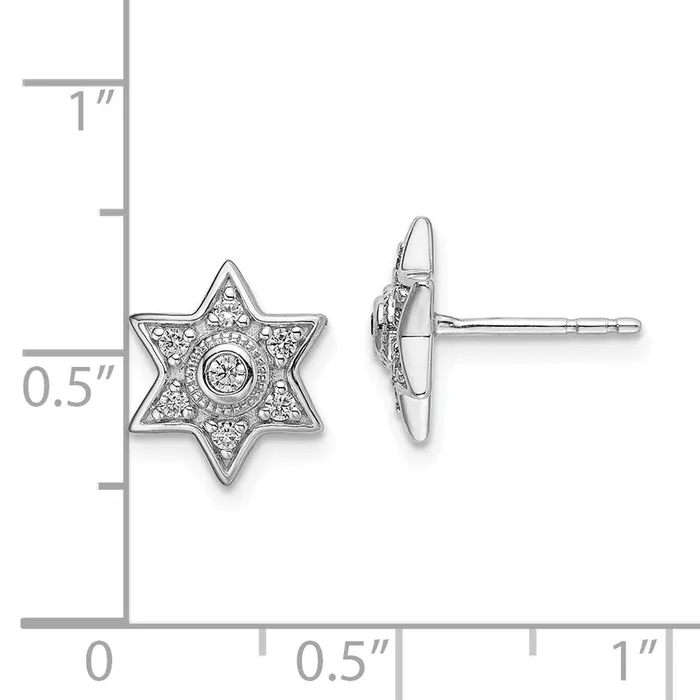 Earrings Goldia 14k White Gold Real Diamond Six Pointed Star Post Earrings