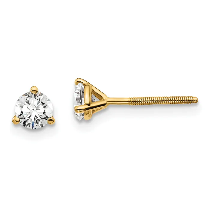 Earrings Goldia 14k Yellow Gold 12 ctw Lab Grown Diamond VSSI G Round 3 Prong Heavy Wt Screwback Stud Earrings Earrings Goldia 14k Yellow Gold 12 ctw Lab Grown Diamond VSSI G Round 3 Prong Heavy Wt Screwback Stud Earrings