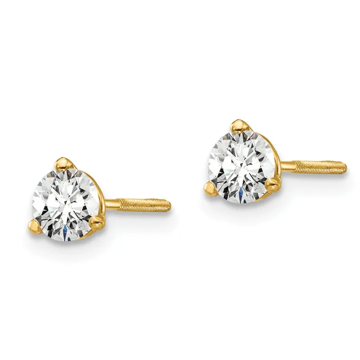 Earrings Goldia 14k Yellow Gold 12 ctw Lab Grown Diamond VSSI G Round 3 Prong Heavy Wt Screwback Stud Earrings