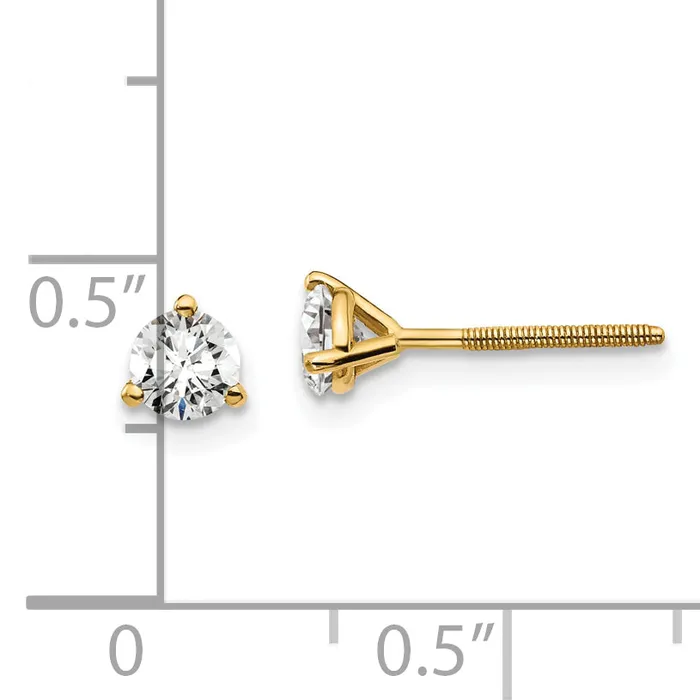 Earrings Goldia 14k Yellow Gold 12 ctw Lab Grown Diamond VSSI G Round 3 Prong Heavy Wt Screwback Stud Earrings