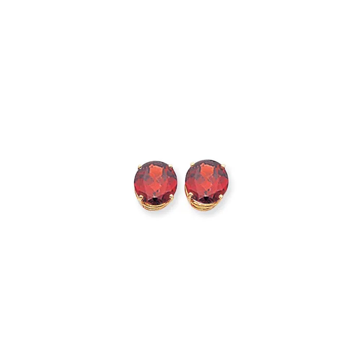 Earrings Goldia 14k Yellow Gold 10mm Garnet Checker Earrings