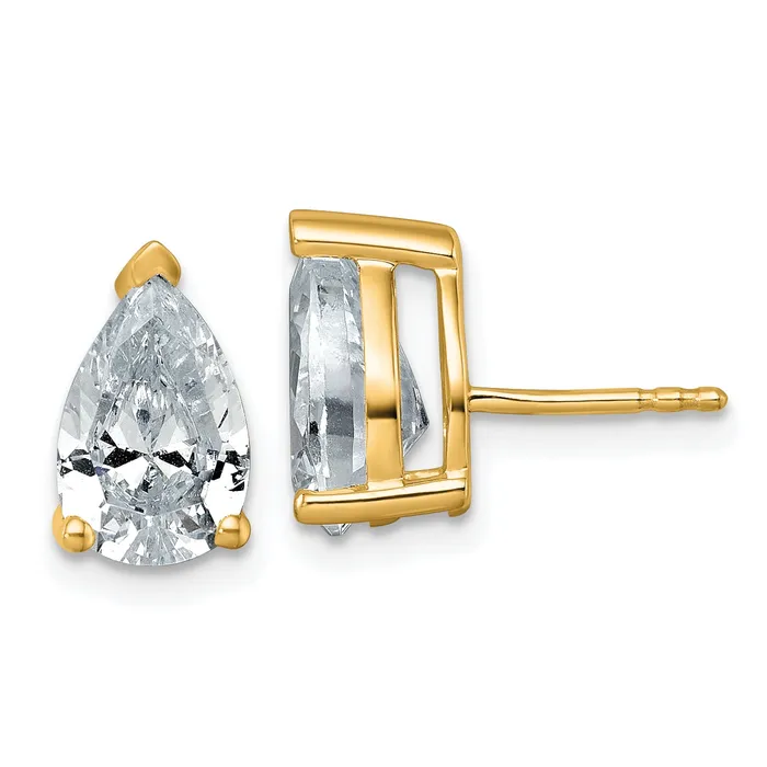 Earrings Goldia 14k Yellow Gold 4 ctw Certified Lab Grown Diamond VSSI G Pear 4 Prong Heavy Wt Stud Earrings Earrings Goldia 14k Yellow Gold 4 ctw Certified Lab Grown Diamond VSSI G Pear 4 Prong Heavy Wt Stud Earrings
