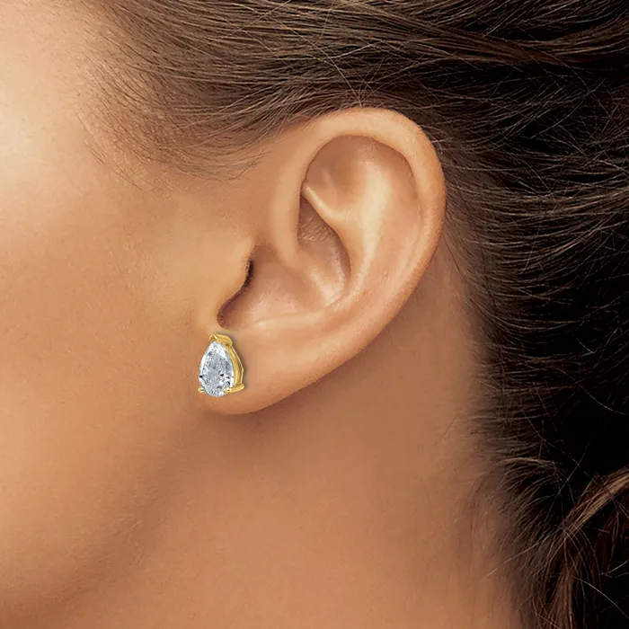 Earrings Goldia 14k Yellow Gold 4 ctw Certified Lab Grown Diamond VSSI G Pear 4 Prong Heavy Wt Stud Earrings