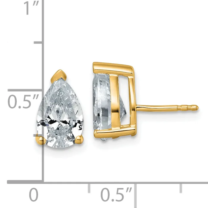 Earrings Goldia 14k Yellow Gold 4 ctw Certified Lab Grown Diamond VSSI G Pear 4 Prong Heavy Wt Stud Earrings