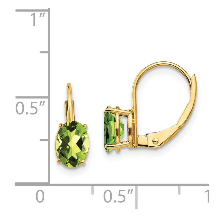 Earrings Goldia 14k Yellow Gold 7x5mm Oval Peridot Leverback Earrings