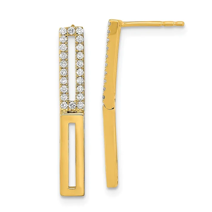 Earrings Goldia 14k Yellow Gold Polished 2 Rectangle Link Real Diamond Post Earrings Earrings Goldia 14k Yellow Gold Polished 2 Rectangle Link Real Diamond Post Earrings