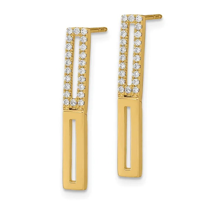 Earrings Goldia 14k Yellow Gold Polished 2 Rectangle Link Real Diamond Post Earrings