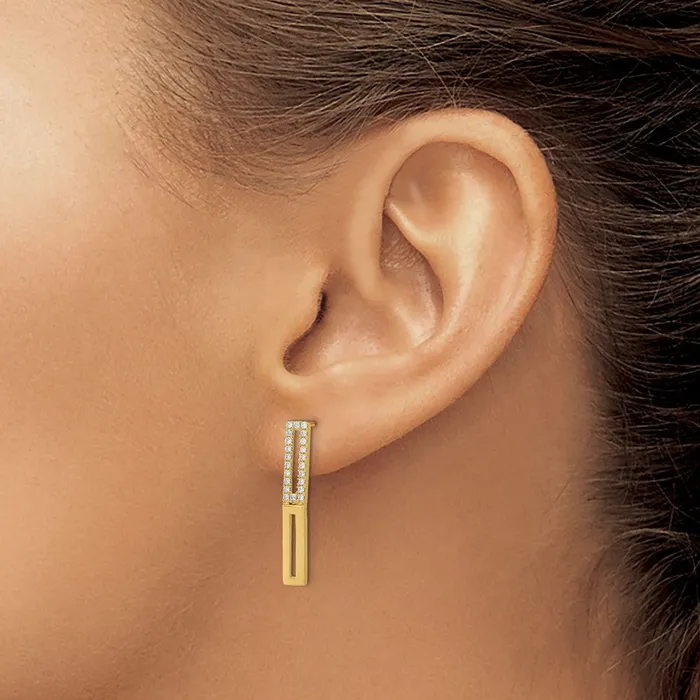 Earrings Goldia 14k Yellow Gold Polished 2 Rectangle Link Real Diamond Post Earrings