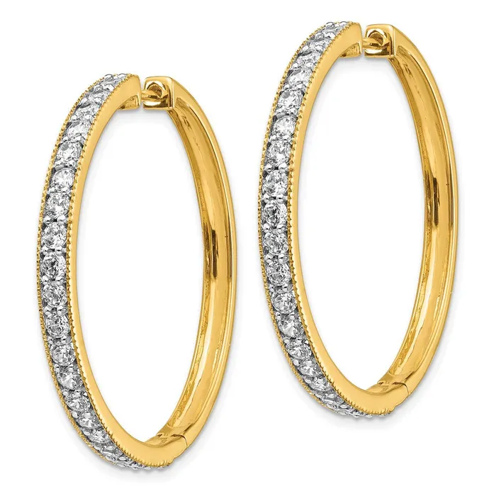 Earrings Goldia 14k Yellow Gold Real Diamond Milgrain Hinged Hoop Earrings
