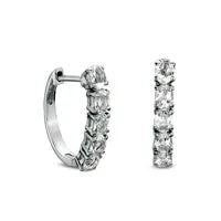 Earrings Goldia Oval White Topaz Huggie Hoop Earrings in Sterling Silver