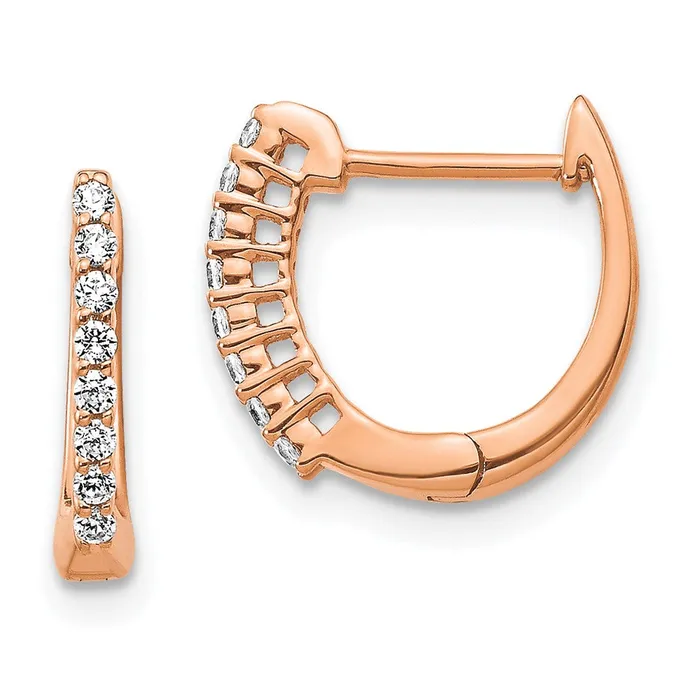 Earrings Goldia Solid 14k Rose Gold Polished Simulated CZ Hinged Hoop Earrings Earrings Goldia Solid 14k Rose Gold Polished Simulated CZ Hinged Hoop Earrings