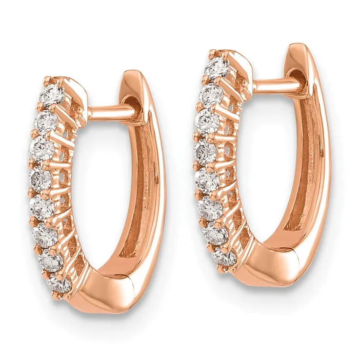 Earrings Goldia Solid 14k Rose Gold Polished Simulated CZ Hinged Hoop Earrings Earrings Goldia Solid 14k Rose Gold Polished Simulated CZ Hinged Hoop Earrings
