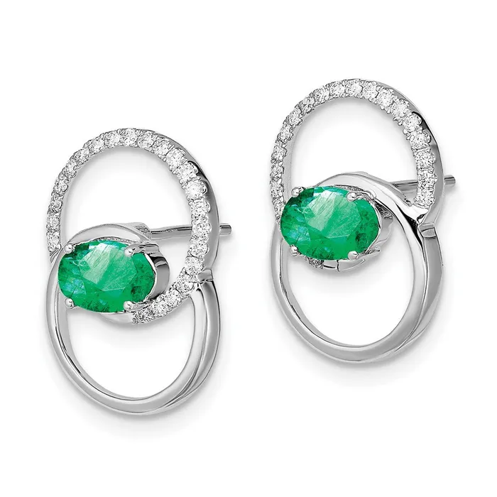 Earrings Goldia Solid 14k White Gold Double Circle Simulated Emerald SimulatedSimulated CZ Post Earrings Earrings Goldia Solid 14k White Gold Double Circle Simulated Emerald SimulatedSimulated CZ Post Earrings