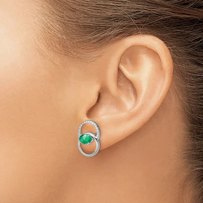Earrings Goldia Solid 14k White Gold Double Circle Simulated Emerald SimulatedSimulated CZ Post Earrings Earrings Goldia Solid 14k White Gold Double Circle Simulated Emerald SimulatedSimulated CZ Post Earrings