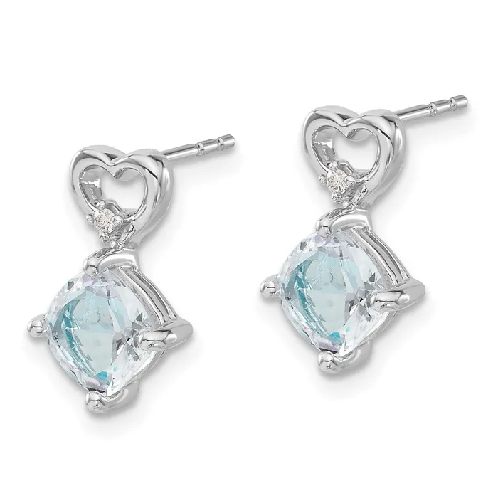 Earrings Goldia Solid 14k White Gold Simulated Aquamarine and CZ Heart Earrings Earrings Goldia Solid 14k White Gold Simulated Aquamarine and CZ Heart Earrings