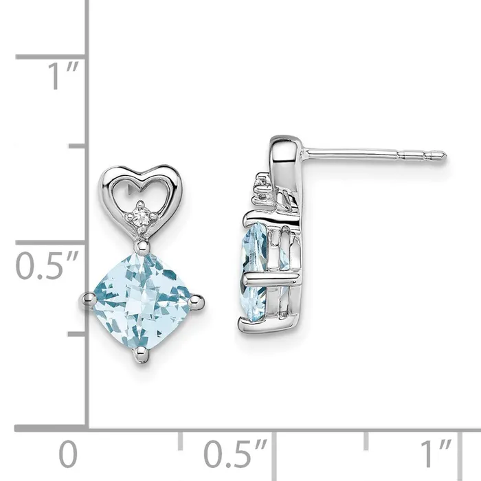 Earrings Goldia Solid 14k White Gold Simulated Aquamarine and CZ Heart Earrings Earrings Goldia Solid 14k White Gold Simulated Aquamarine and CZ Heart Earrings
