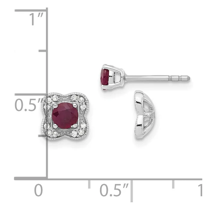 Earrings Goldia Solid 14k White Gold Simulated CZ and Ruby Stud w JacKet Earrings Earrings Goldia Solid 14k White Gold Simulated CZ and Ruby Stud w JacKet Earrings