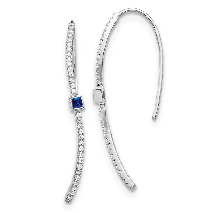 Earrings Goldia Solid 14k White Gold Simulated CZ and Sapphire Earrings