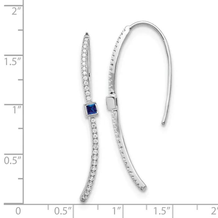 Earrings Goldia Solid 14k White Gold Simulated CZ and Sapphire Earrings
