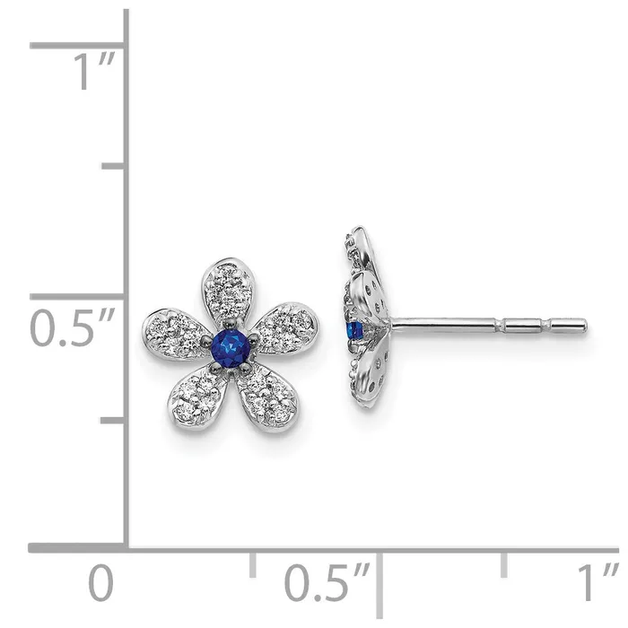 Earrings Goldia Solid 14k White Gold Simulated CZ and Sapphire Earrings
