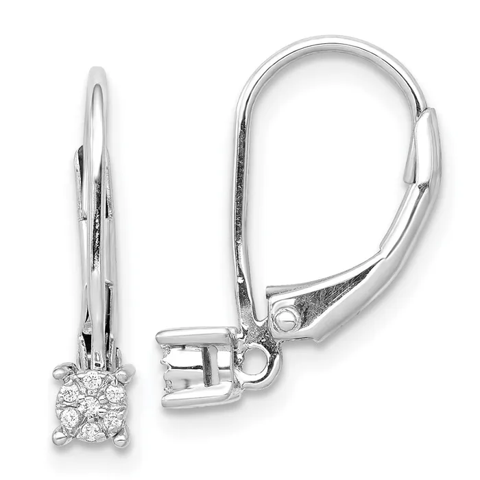 Earrings Goldia Solid 14k White Gold Simulated CZ Cluster LeverbacK Earrings