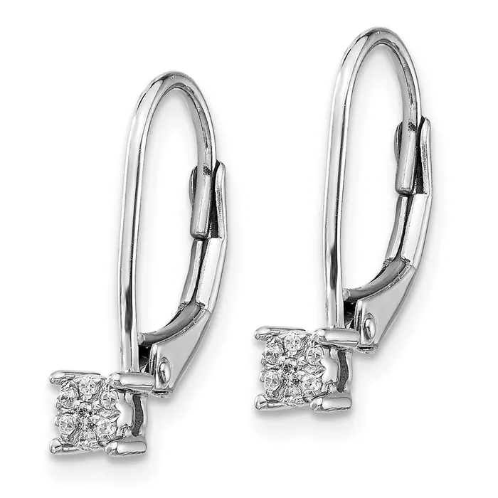 Earrings Goldia Solid 14k White Gold Simulated CZ Cluster LeverbacK Earrings