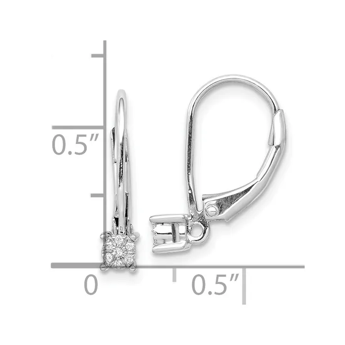 Earrings Goldia Solid 14k White Gold Simulated CZ Cluster LeverbacK Earrings