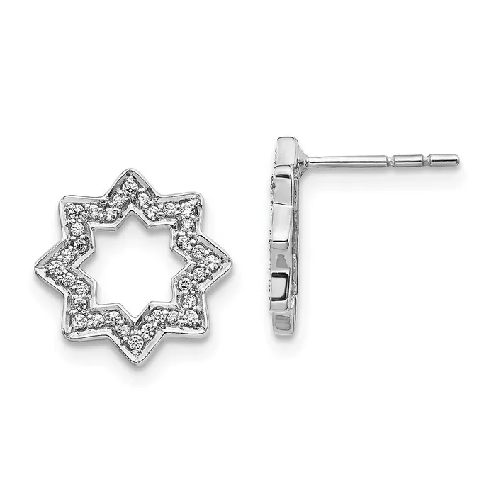 Earrings Goldia Solid 14k White Gold Simulated CZ Fancy Star Earrings