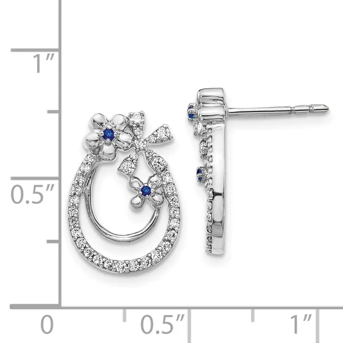 Earrings Goldia Solid 14k White Gold Simulated CZ Sapphire Flower Earrings Earrings Goldia Solid 14k White Gold Simulated CZ Sapphire Flower Earrings