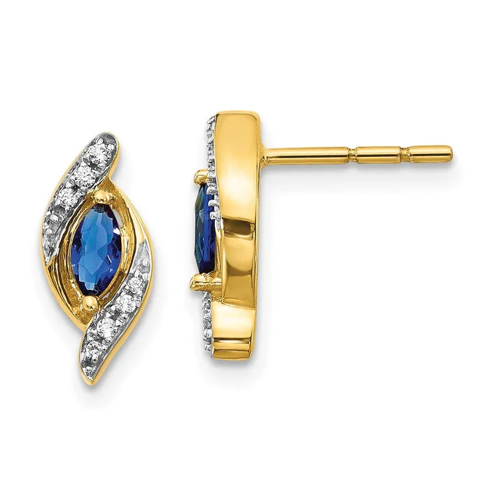 Earrings Goldia Solid 14k Yellow Gold Simulated CZ and Sapphire Earrings Earrings Goldia Solid 14k Yellow Gold Simulated CZ and Sapphire Earrings