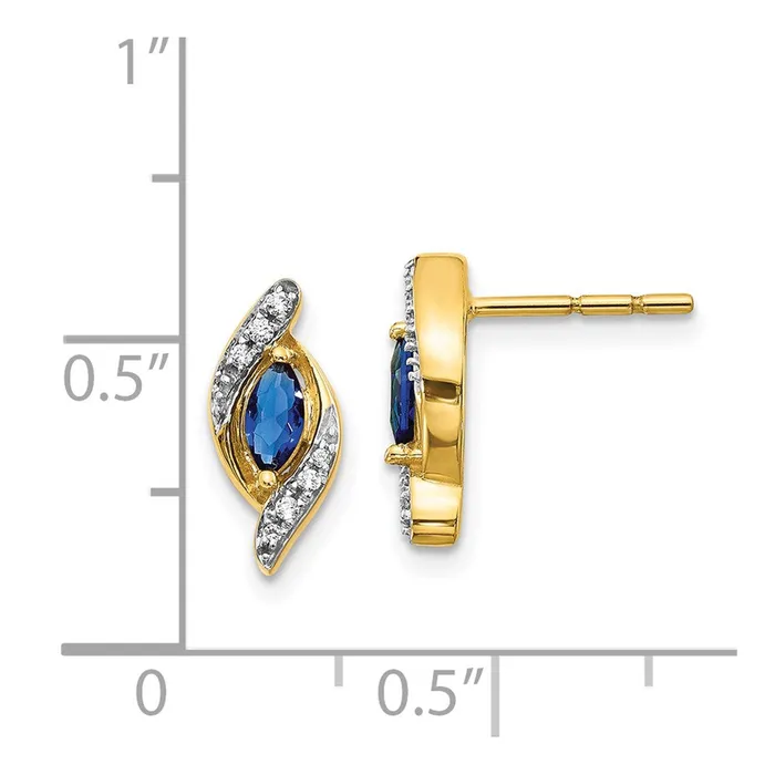 Earrings Goldia Solid 14k Yellow Gold Simulated CZ and Sapphire Earrings