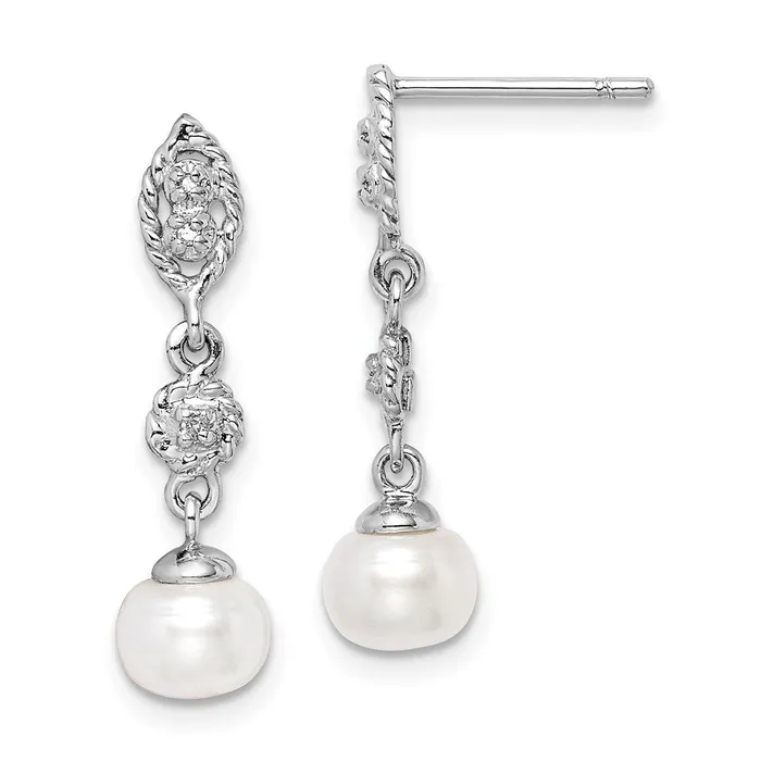 Earrings Goldia Sterling Silver Rhodium 6mm FW Cultured Pearl u0026 Diamond Post Ear Earrings Goldia Sterling Silver Rhodium 6mm FW Cultured Pearl u0026 Diamond Post Ear