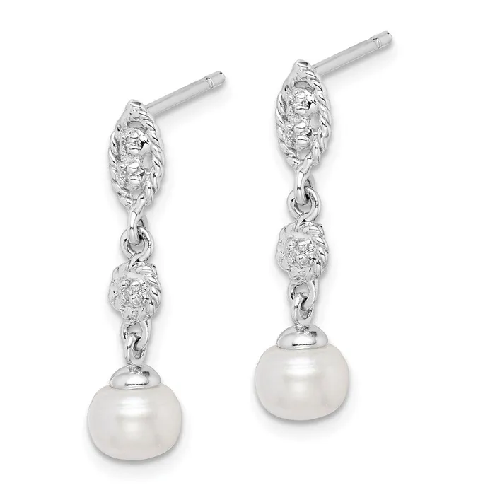 Earrings Goldia Sterling Silver Rhodium 6mm FW Cultured Pearl u0026 Diamond Post Ear