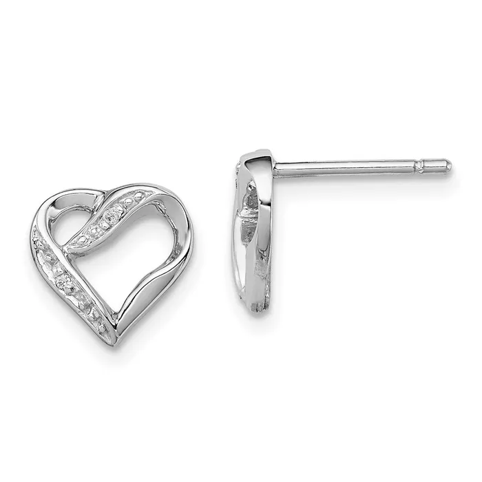 Earrings Goldia Sterling Silver Rhodium Diamond Heart Post Earrings