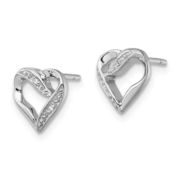 Earrings Goldia Sterling Silver Rhodium Diamond Heart Post Earrings