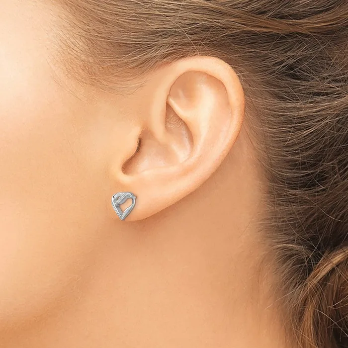 Earrings Goldia Sterling Silver Rhodium Diamond Heart Post Earrings