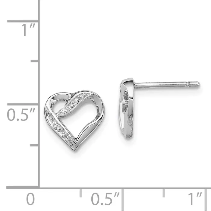 Earrings Goldia Sterling Silver Rhodium Diamond Heart Post Earrings