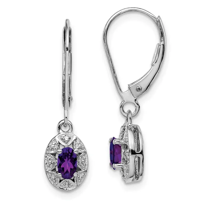 Earrings Goldia Sterling Silver Rhodiumplated Diamond u0026 Amethyst Earrings Earrings Goldia Sterling Silver Rhodiumplated Diamond u0026 Amethyst Earrings