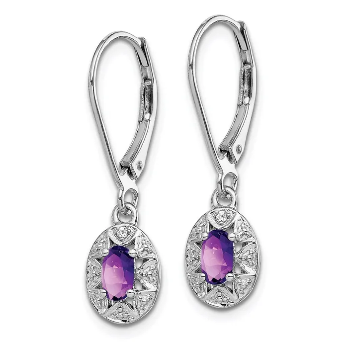 Earrings Goldia Sterling Silver Rhodiumplated Diamond u0026 Amethyst Earrings