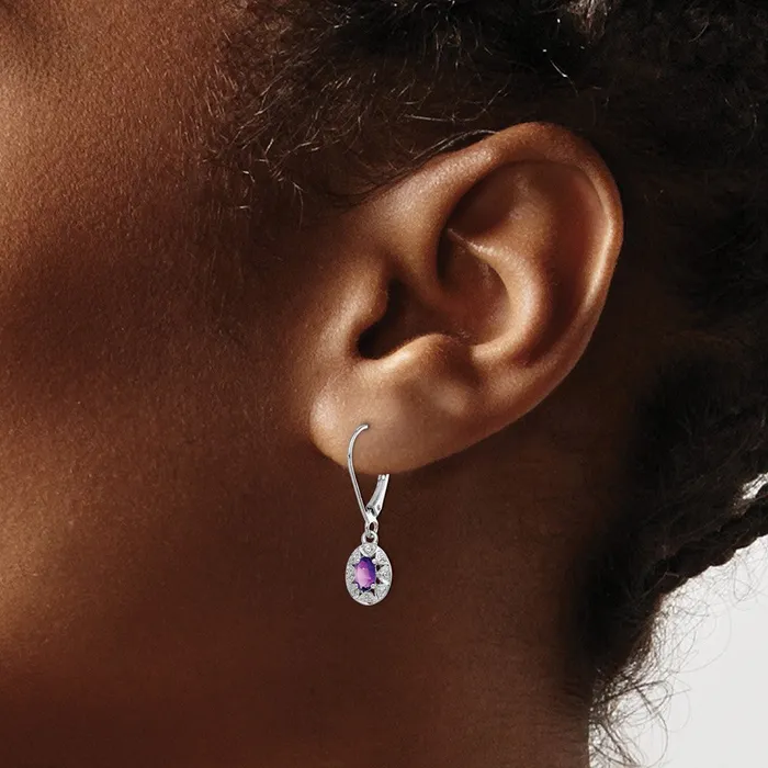 Earrings Goldia Sterling Silver Rhodiumplated Diamond u0026 Amethyst Earrings